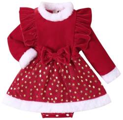 AGQT Weihnachtskleid Baby Mädchen Weihnachten Kleid Strampler Weihnachten Baby Prinzessin Festliches Kleid Samt Winterkleidung Weihnachtskostüm 18-24 Monate von AGQT