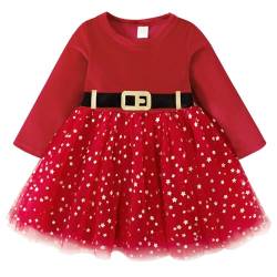 AGQT Weihnachtskleid Mädchen Kinder Weihnachten Langarm Tüll Tutu Kleid Festliches Kleid Prinzessin Herbst Winter Kleidung Glänzend Größe 4-5T von AGQT