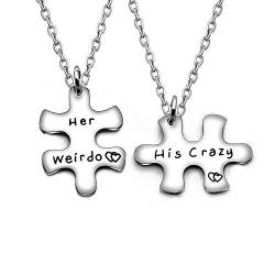 AGR8T Valentine Paar Anhänger Halskette Her Weirdo His Crazy – Freundin Schmuck Set 2 Stück, Edelstahl von AGR8T