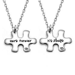 Paar-Anhänger Halskette Puzzles Valentinstag Geburtstagsgeschenk Freund Freundin Schmuck-Set 2-teilig – His Always Her Forever von AGR8T