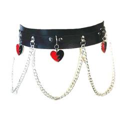 Frauen Leder Gürtel Körper Kette O-Ring Quaste Hüfte Taille Oberschenkel Nieten Liebe Katze Garter Rave Club Halloween Party Accessoires Goths von AGRIBO