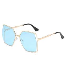 AGRIEVE Gradient Übergroße Quadratische Sonnenbrille Frauen Luxus Hohle Linse Vintage Legierung Sonnenbrille Weibliche Grüntöne UV400,Blau,Einheitsgröße von AGRIEVE