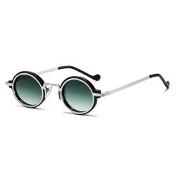 AGRIEVE Kleine ovale Damen-Sonnenbrille mit Farbverlauf, modische Punk-Männer-Sonnenbrille, UV400-Sonnenbrille, Silber, Schwarz, Grün, Einheitsgröße von AGRIEVE