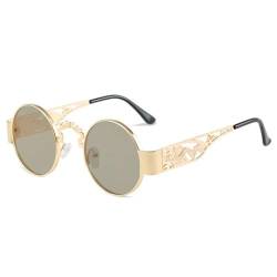 AGRIEVE Metall-Sonnenbrille für Herren, modisch, runde Brille, Vintage-Sonnenbrille für Damen, MTYJ126 GoldMirror, Einheitsgröße von AGRIEVE