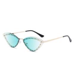 AGRIEVE Modische Cat-Eye-Sonnenbrille für Damen, kleine Metall-Sonnenbrille in guter Qualität für Damen, C4 Grün, Einheitsgröße von AGRIEVE