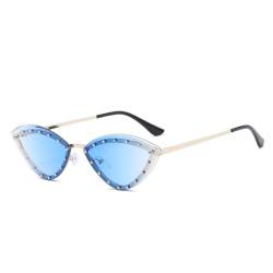 AGRIEVE Modische Cat-Eye-Sonnenbrille für Damen, kleine Metall-Sonnenbrille in guter Qualität für Damen, C5 Blau, Einheitsgröße von AGRIEVE