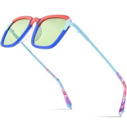 AGRIEVE Sonnenbrille für Herren, schlicht, modisch, quadratisch, UV400, Sonnenbrille für Damen, Mattblau, Grün, Einheitsgröße von AGRIEVE