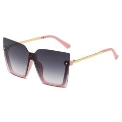 AGRIEVE Übergroße quadratische Sonnenbrille für Damen, Vintage-Stil, Retro, große Sonnenbrille, UV400, modische randlose Brille, weiblich, goldfarben, rosa, Einheitsgröße von AGRIEVE
