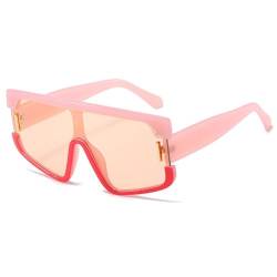 AGRIEVE Übergroße quadratische Sonnenbrille für Damen, modisch, einteilig, Sonnenbrille, weiblich, Vintage-Stil, Blau, Grautöne, Punk-Brille, orangefarbene Linse, Einheitsgröße von AGRIEVE