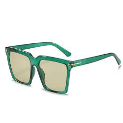 AGRIEVE Vintage quadratische Sonnenbrille für Damen, übergroß, Schwarz, Farbverlauf, Damenbrille, UV400, Grün, Grün, Einheitsgröße von AGRIEVE