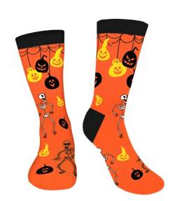 AGRIMONY Lustige Halloween Skelett Socken für Männer Frauen Teenager Junge - Lustig Kürbis Geist Bunte Coole Witzige Spaß Socken Mit Motiv- Halloween Geschenke Geschenkideen Kostüme von AGRIMONY