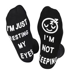 AGRIMONY Lustige Socken Herren Papa Jungen-I'M NOT SLEEPING,I'M JUST RESTING MY EYES Socken Bunte Lustig Motiv Coole Verrückte Vatertagsgeschenke Ostern Witzige Geschenke Weihnachten Geschenkideen von AGRIMONY