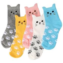 Katzensocken für Frauen Mädchen Damen Freundin - Katzen Lustige Geburtstagsgeschenke Baumwolle Bunte Mit Motiv Socken - Muttertagsgeschenk Ostern Geschenke für Katzenliebhaber Weihnachtsgeschenke von AGRIMONY