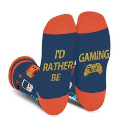 Lustige Gamer Gaming Socken Herren Papa Jungen-I'D RATHER BE GAMING Socken Bunte Lustig Mit Motiv Coole Verrückte Vatertagsgeschenke Ostern Witzige Gamer Geschenke Weihnachten Geschenkideen von AGRIMONY