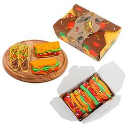 Lustige Taco Socken Box Herren Papa Jungen - Taco Geschenke für Ihn Männer Teenager Freund Opa Witzige Coole Socken mit Motiv - Ostern Valentinstag Weihnachten Geburtstags Geschenk Vatertag-2 Paar von AGRIMONY