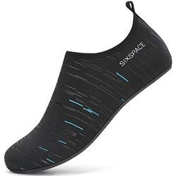 AGSOFT Badeschuhe Schwimmschuhe Wassersportschuhe Atmungsaktiv Schnell Trocknend Strandschuhe rutschfeste Leichte Surfschuhe Aquaschuhe für Damen Herren Blau(36 EU) von AGSOFT