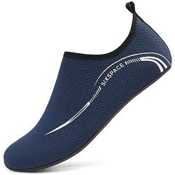 AGSOFT Badeschuhe Schwimmschuhe Wassersportschuhe Atmungsaktiv Schnell Trocknend Strandschuhe rutschfeste Leichte Surfschuhe Aquaschuhe für Damen Herren Dunkelblau(36 EU) von AGSOFT