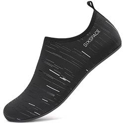 AGSOFT Badeschuhe Schwimmschuhe Wassersportschuhe Atmungsaktiv Schnell Trocknend Strandschuhe rutschfeste Leichte Surfschuhe Aquaschuhe für Damen Herren Schwarz(35 EU) von AGSOFT