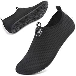 AGSOFT Badeschuhe Schwimmschuhe Wassersportschuhe Atmungsaktiv Schnell Trocknend Strandschuhe rutschfeste Leichte Surfschuhe Aquaschuhe für Damen Herren Schwarz(36 EU) von AGSOFT