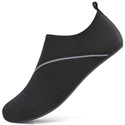 AGSOFT Badeschuhe Schwimmschuhe Wassersportschuhe Atmungsaktiv Schnell Trocknend Strandschuhe rutschfeste Leichte Surfschuhe Aquaschuhe für Damen Herren Schwarz(40 EU) von AGSOFT