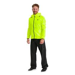 AGU GO Essential Regenanzug Herren und Damen, Regenkombi Fahrrad, Atmungsaktive Regenbekleidung von 100% Recycltem Polyster, Reflektierend, Unisex - Gelb - XL von AGU