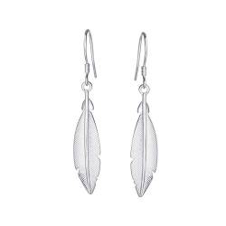 AGVANA 925 Sterling Silber Feder Baumeln Ohrringe Vergoldet Minimalistisches Design Blatt Ohrringe Schmuck Geschenke Für Frauen, Länge: 3,8 cm von AGVANA