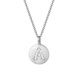 AGVANA Anfängliche Halskette mit Buchstabe Silber 925 Zirkonia Alphabet A bis Z Anhänger Namenskette Kette für Damen Frauen,Kettenlänge: 45cm(A) von AGVANA