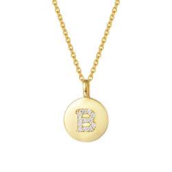 AGVANA Initialen Halskette mit Buchstabe Silber 925 Vergoldet Zirkonia Namen Alphabet A bis Z Anhänger Namenskette Kette für Damen Frauen,Kettenlänge: 45cm(B) von AGVANA