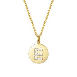 AGVANA Initialen Halskette mit Buchstabe Silber 925 Vergoldet Zirkonia Namen Alphabet A bis Z Anhänger Namenskette Kette für Damen Frauen,Kettenlänge: 45cm(E) von AGVANA