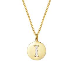AGVANA Initialen Halskette mit Buchstabe Silber 925 Vergoldet Zirkonia Namen Alphabet A bis Z Anhänger Namenskette Kette für Damen Frauen,Kettenlänge: 45cm(I) von AGVANA