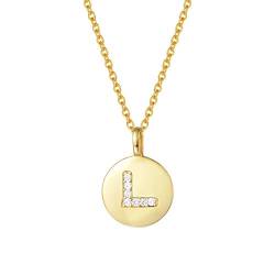 AGVANA Initialen Halskette mit Buchstabe Silber 925 Vergoldet Zirkonia Namen Alphabet A bis Z Anhänger Namenskette Kette für Damen Frauen,Kettenlänge: 45cm(L) von AGVANA