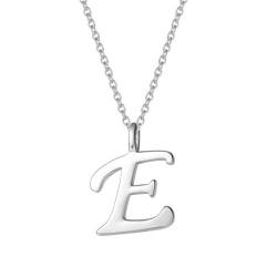 AGVANA Kette mit Buchstabe E Anhänger aus 925 Sterling Silber Namenskette Alphabet Initialen Halskette für Damen Mädchen mit Geschenkbox, Kettenlänge 40+5 cm von AGVANA