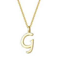 AGVANA Kette mit Buchstabe G Anhänger aus mit Gelb Gold Plattieren Namenskette Alphabet Initialen Halskette für Damen Mädchen mit Geschenkbox, Kettenlänge 40+5 cm von AGVANA