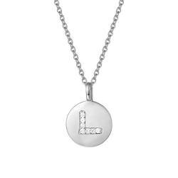 AGVANA Kette mit Buchstabe Silber 925 Initialen Alphabet A bis Z Anhänger Namenskette für Damen Frauen,Kettenlänge: 45cm(L) von AGVANA