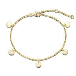 Agvana 14K Vergoldet Plättchen Armband Silber 925, Multi Disc Mini Runde Tiny Coin Armband Zierliche Einfach Stylisch Schmuck Geschenke Für Damen, 17+2+2cm von AGVANA