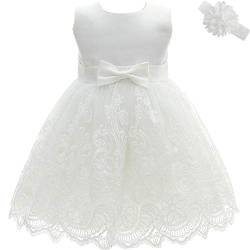 AHAHA Baby Mädchen Prinzessin Kleid Blumenmädchenkleid Taufkleid Festlich Kleid Hochzeit Partykleid Festzug Babybekleidung 18M/16-20monat Weiß von AHAHA