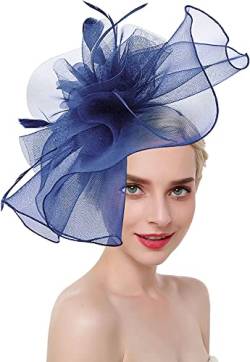 Fascinatorhut für Hochzeit Damen elegant für Bankett Fascinator Hut Vintage schick Brautschmuck mit großer Blume Haarreif Derby-Barett Ascot für Cocktail Kirche Beerdigung von AHDMR