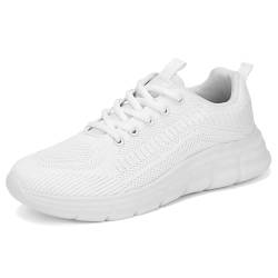 AHICO Laufschuhe Damen Sportschuhe rutschfeste Leichtgewichts Straßenlaufschuhe Walkingschuhe Fitness Schuhe Confort Freizeitschuhe Mesh Weiß001 42EU von AHICO