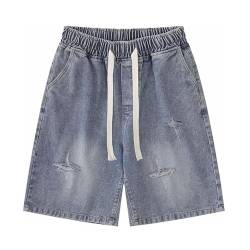 AHSBND Y2K Blue Denim Shorts Sommer Lässig Lous Lose Bein Unisex Baggy Jeans Shorts Jorts Grunge Harajuku Streetwear (Color : Blue, Size : M) von AHSBND