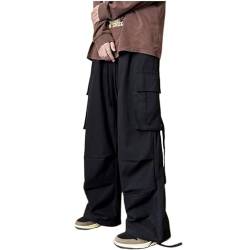 Y2k Pants Herren Gothic Baggy Cargo Pants Streetwear Grunge Hip Hop Jogger Hose Fallschirmhose für Herren (Color : Schwarz, Size : M) von AHSBND
