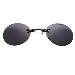 AHumllLy Clip-on Nasenbrille Sonnenbrille Für Männer Frauen Runde Randlose Sonnenbrille Mini Vintage Frameless Men Eyeglasses(Schwarz) von AHumllLy