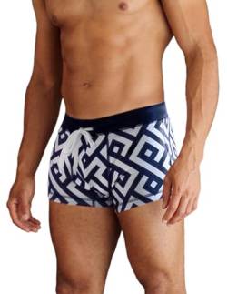 AI'MAGE Badehose Herren Kurz Badeshorts mit Tunnelzug Schwimmhose, Pat2-navy Schlüssel L von AI'MAGE