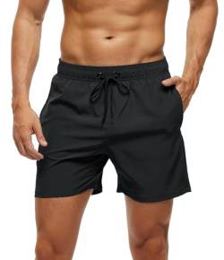 AI'MAGE Badehose Herren Schnelltrocknend Badeshorts Männer Schwimmhose Boardshorts für Männer Sporthose kurz, Schwarz XL von AI'MAGE