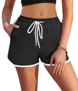 AI'MAGE Damen Sommer Boardshorts Tropical mit Bund und Druck Boardhose Schwarz XL von AI'MAGE