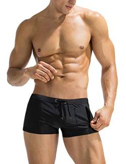 AI'MAGE Herren Badehose Sport Kurz Jungen Schwimmhose Badeshorts Beachshorts Resistent Männer Men's Swimming Trunks, 1-Schwarz, XL von AI'MAGE