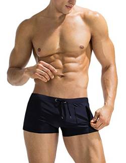 AI'MAGE Herren Badehose Sport Kurz Jungen Schwimmhose Badeshorts Beachshorts Resistent Männer Men's Swimming Trunks, Navyblau, M von AI'MAGE