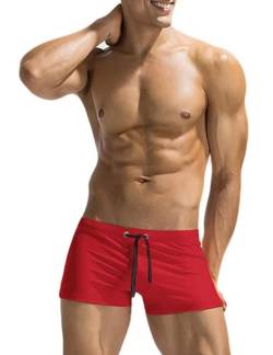 AI'MAGE Schwimmhose kurz eng Jungen Training Badehose für Herren Wettkampf Swimwear Badebekleidung Junge Kastenbadehose Männer Swim Trunks Badepants Sport, Rot, XXL von AI'MAGE