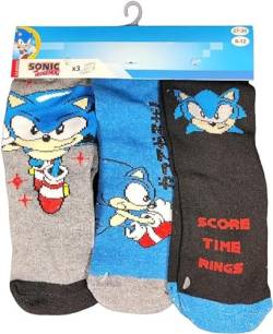 AIDA'S Sonic The Hedgehog Socken, 3 Paar, Geschenk für Kinder und Jungen, 100% weiche Baumwolle, blau, 23 von AIDA'S
