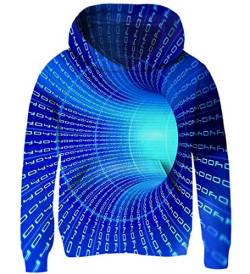 AIDEAONE Jungen Mädchen Hoodie 3D Pullover Hooded Sweatshirt Blau 5-6 Jahre (M) von AIDEAONE