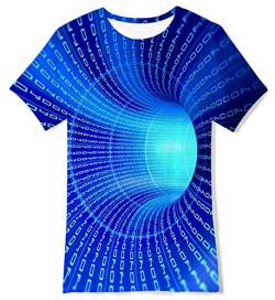 AIDEAONE Kinder Jungen T-Shirts Sommer Tops Blau 3D Drucken T-Shirt 9-12 Jahre,M von AIDEAONE